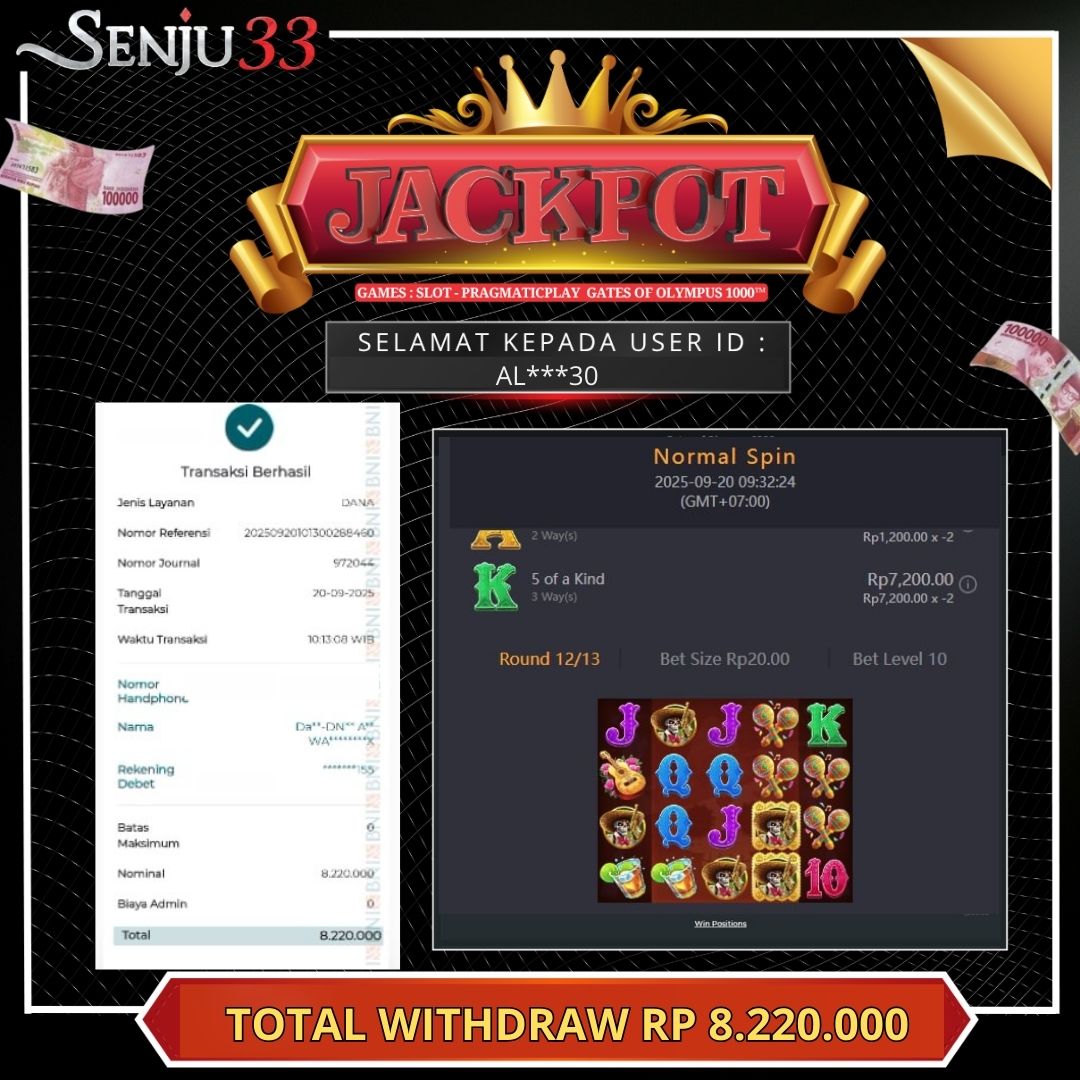 🎰 SENJU33 JACKPOT SLOT Rp. 8.220.000 LUNAS 🎉