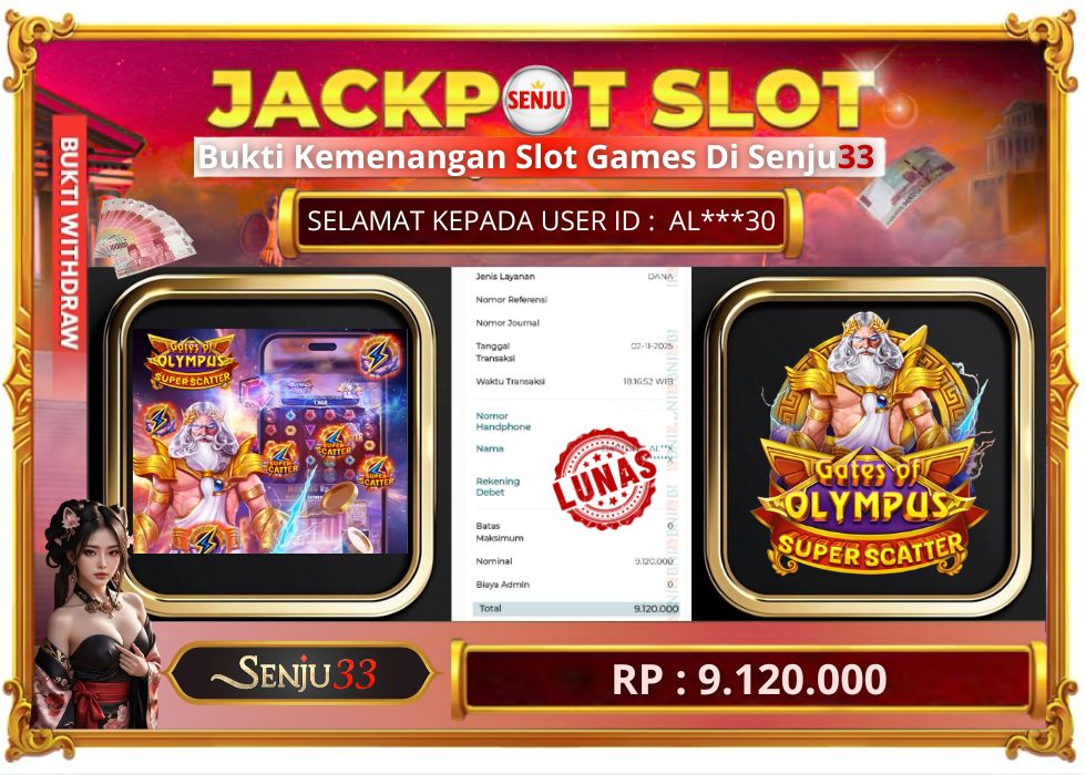 🎰 SENJU33 JACKPOT SLOT Rp. 9.120.000 LUNAS 🎉