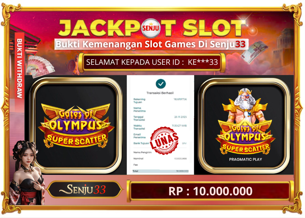 🎰 SENJU33 JACKPOT SLOT Rp. 10.000.000 LUNAS 🎉