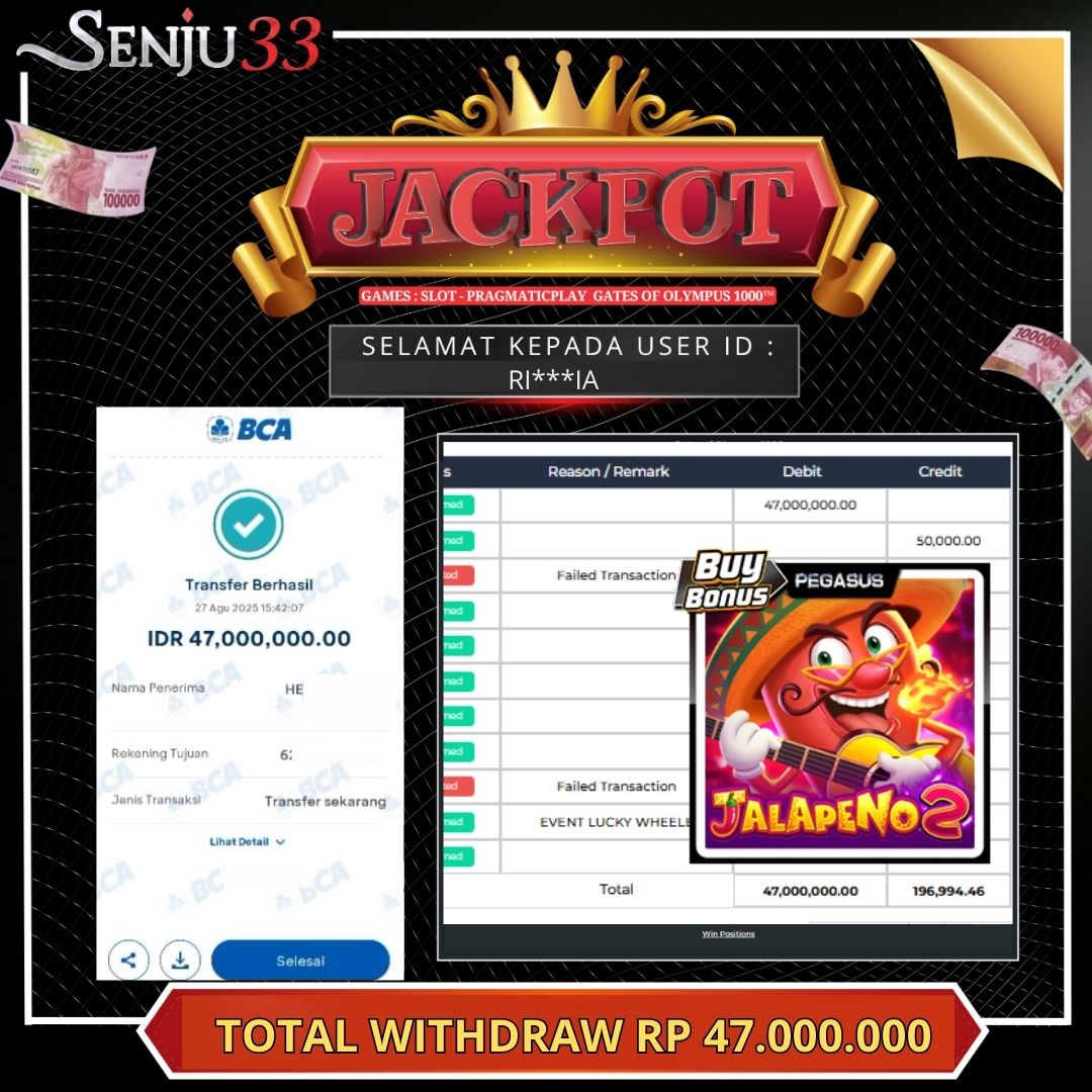 🎰 SENJU33 JACKPOT SLOT Rp. 47.000.000 LUNAS 🎉