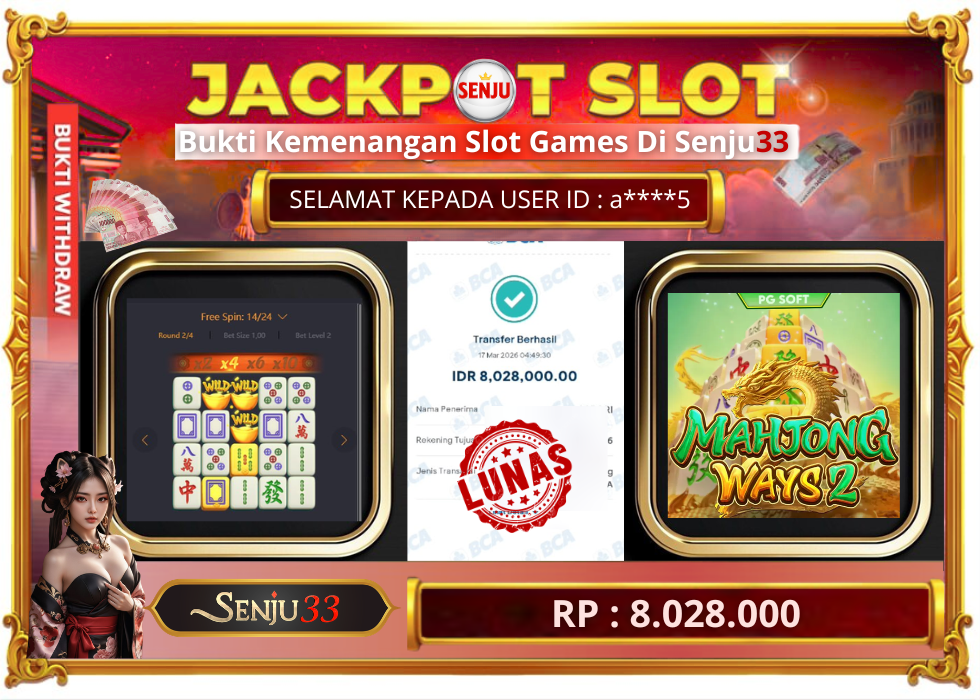 🎰 SENJU33 JACKPOT SLOT Rp. 8.028.000 LUNAS 🎉