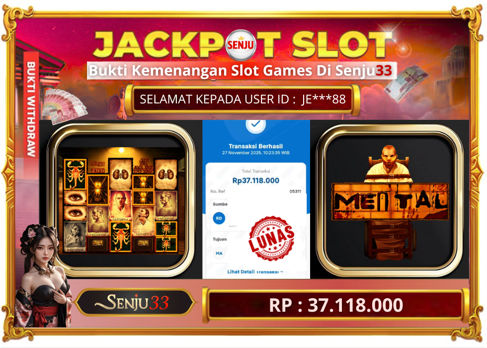 🎰 SENJU33 JACKPOT SLOT Rp. 37.118.000 LUNAS 🎉