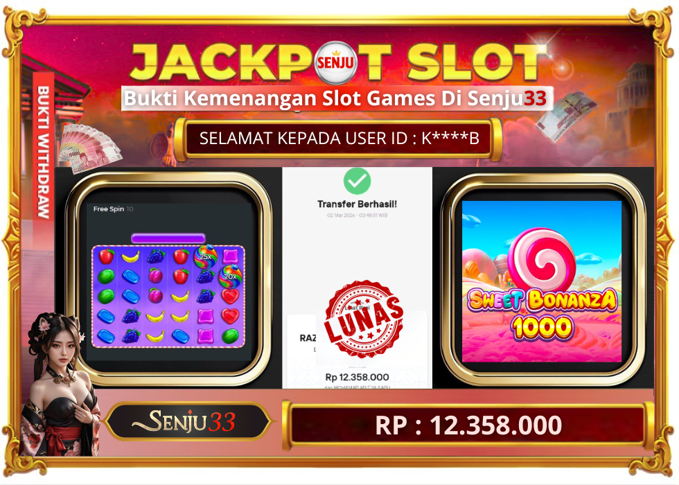 🎰 SENJU33 JACKPOT SLOT Rp. 12.358.000 LUNAS 🎉