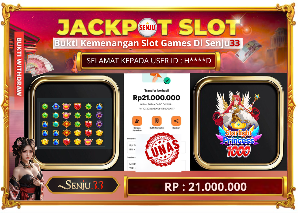 🎰 SENJU33 JACKPOT SLOT Rp. 21.000.000 LUNAS 🎉