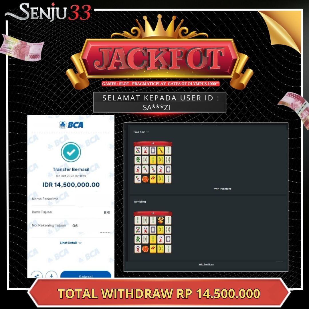 🎰 SENJU33 JACKPOT SLOT Rp. 14.500.000 LUNAS 🎉